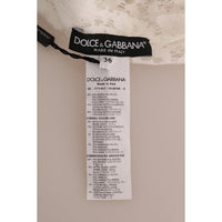 Dolce & Gabbana White Crystal Embellished Lace Blouse - Paris Deluxe