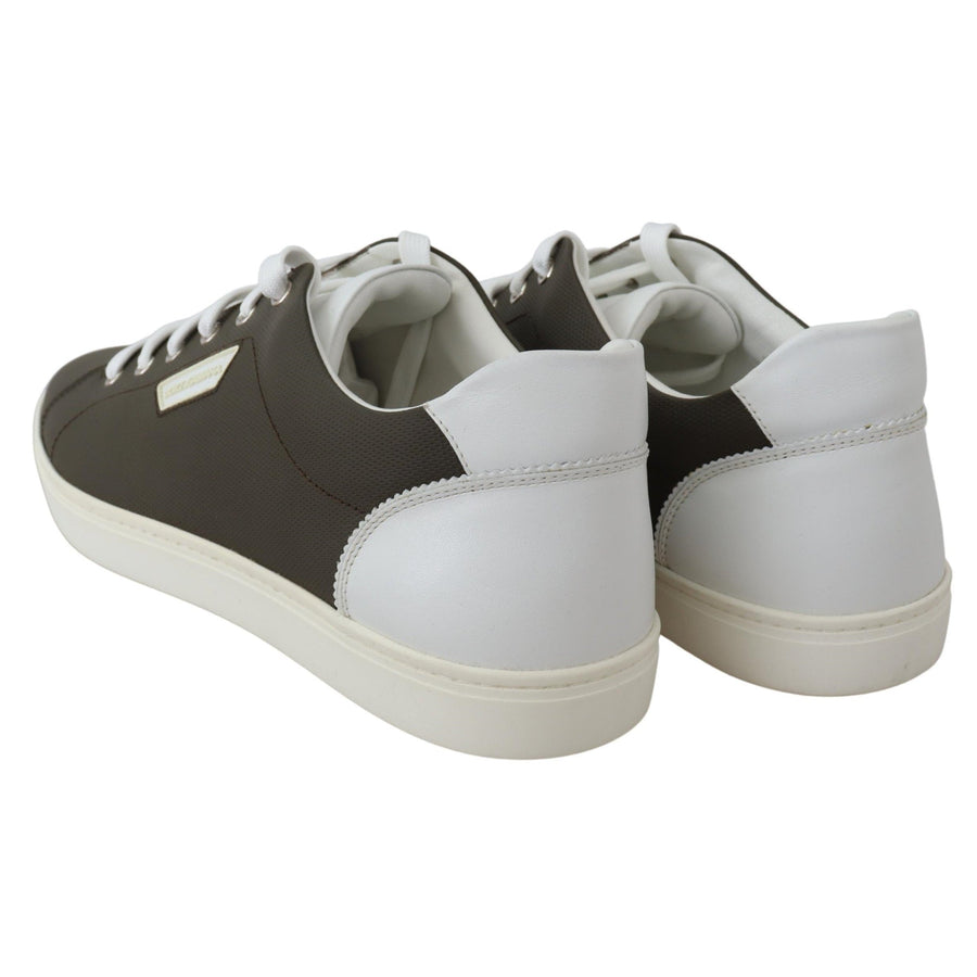 Dolce & Gabbana White Green Leather Low Top Sneakers Shoes - Paris Deluxe