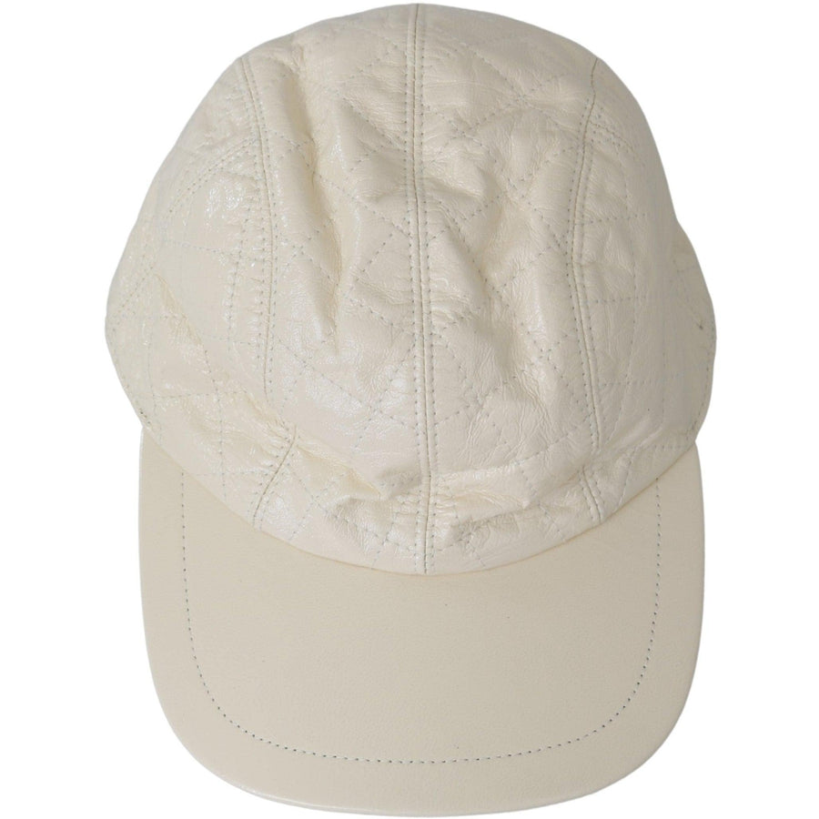 Dolce & Gabbana White Lamb Skin 100% Leather Baseball Hat - Paris Deluxe