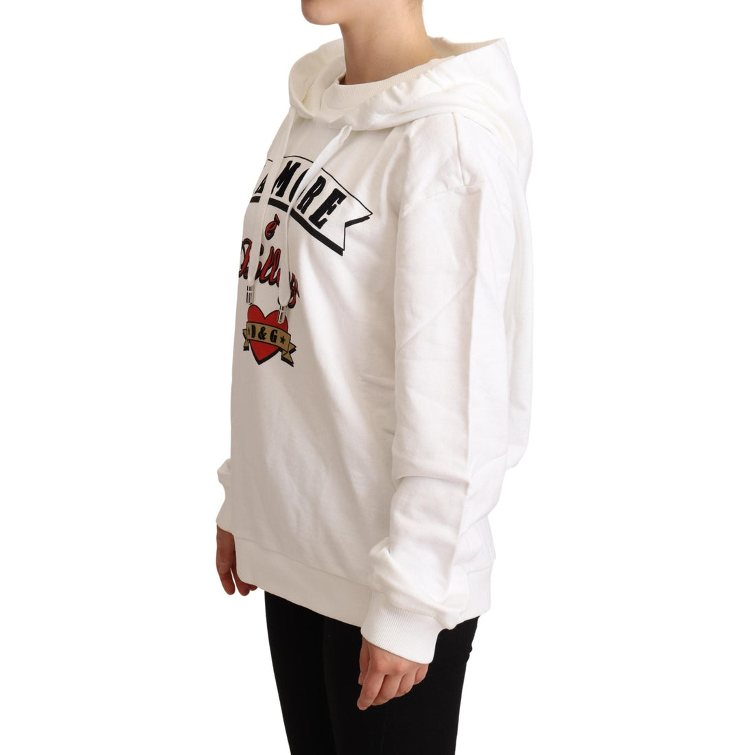 Dolce & Gabbana White L'Amore Hooded Pullover Sweater - Paris Deluxe