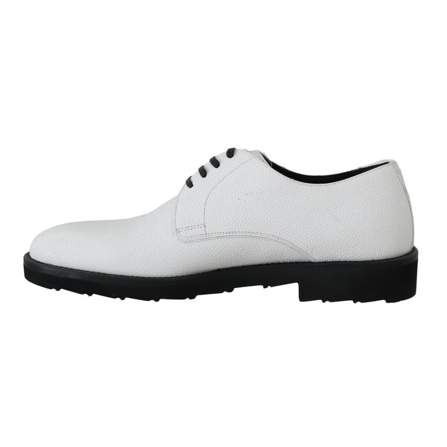 Dolce & Gabbana White Leather Derby Dress Formal Shoes - Paris Deluxe