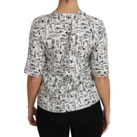 Dolce & Gabbana White Musical Instruments Print Blouse - Paris Deluxe