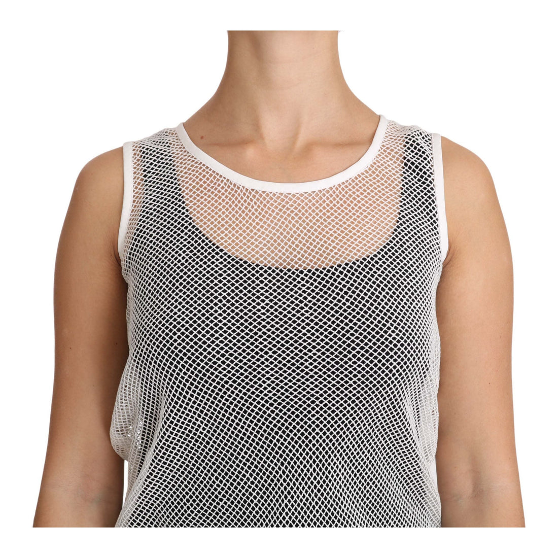 Dolce & Gabbana White Net Transparent Sleeveless Tank Top - Paris Deluxe