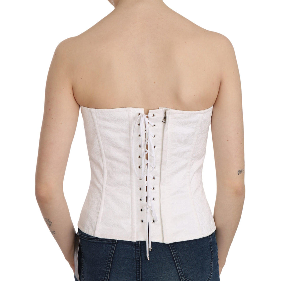 Dolce & Gabbana White PALERMO Cotton Bustier Top Corset - Paris Deluxe