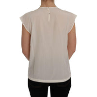 Dolce & Gabbana White Silk Black Frame Blouse - Paris Deluxe