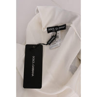 Dolce & Gabbana White Silk Black Frame Blouse - Paris Deluxe