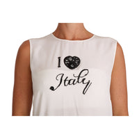 Dolce & Gabbana White Silk I LOVE ITALY Cami T-shirt - Paris Deluxe