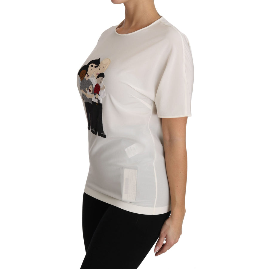 Dolce & Gabbana Elegant Silk Crewneck Blouse with Applique