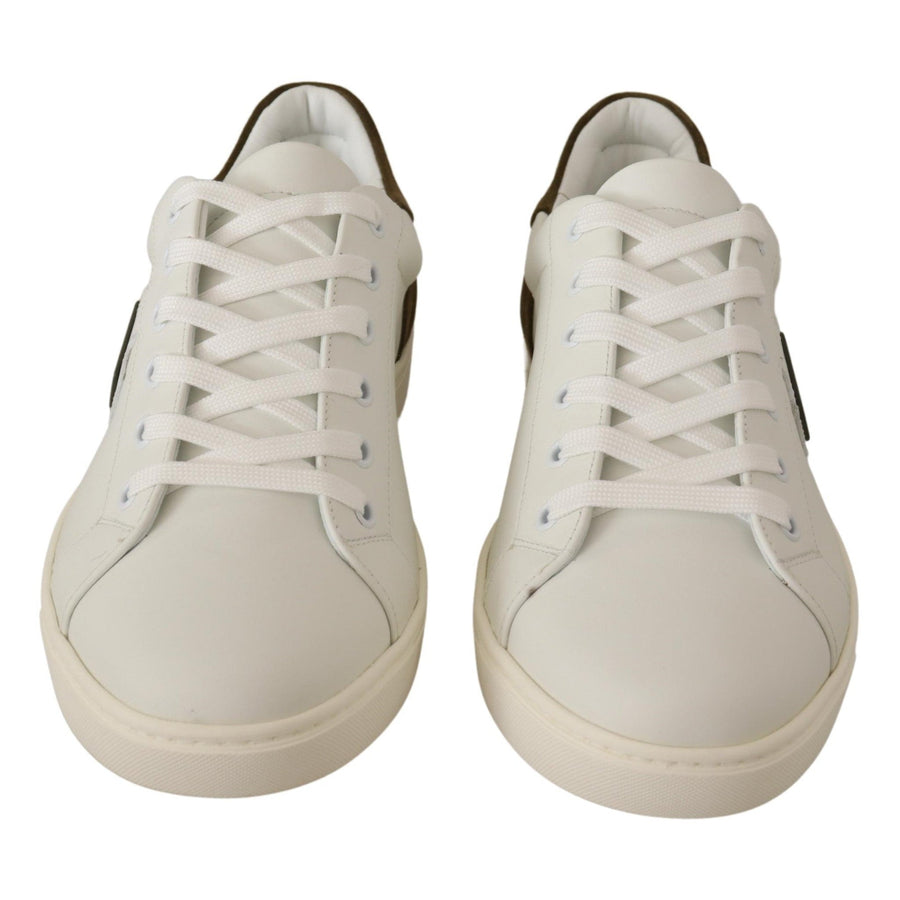 Dolce & Gabbana White Suede Leather Mens Low Tops Sneakers