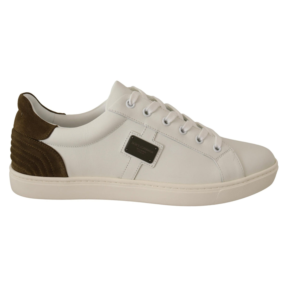 Dolce & Gabbana White Suede Leather Mens Low Tops Sneakers