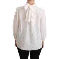 Dolce & Gabbana White Turtle Neck Blouse Shirt Silk Top - Paris Deluxe