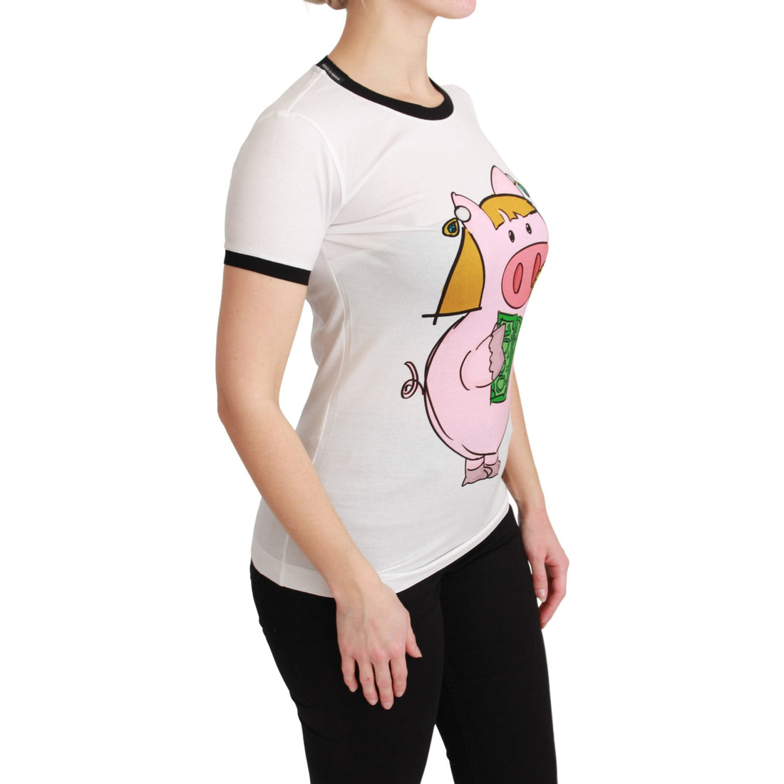 Dolce & Gabbana White YEAR OF THE PIG Top Cotton T-shirt - Paris Deluxe