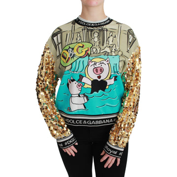 Dolce & Gabbana Year of the Pig Sequined Top Sweater - Paris Deluxe