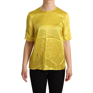 Dolce & Gabbana Elegant Silk Short Sleeve Blouse Top - Yellow