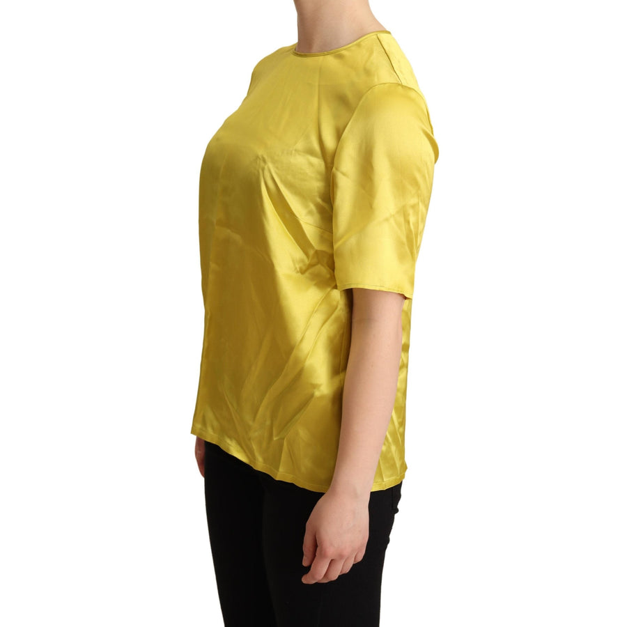 Dolce & Gabbana Yellow Silk Short Sleeve Blouse T-shirt