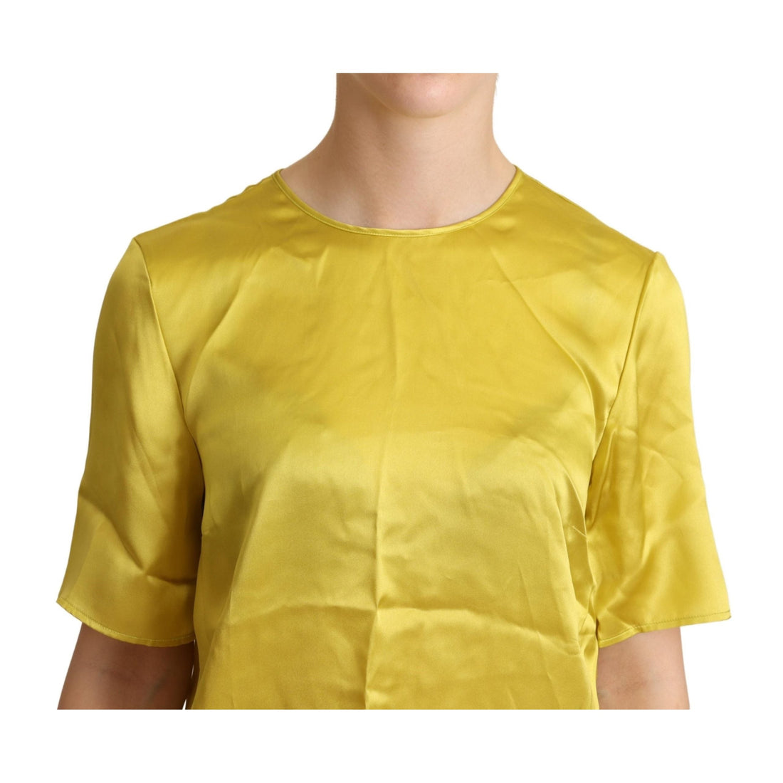 Dolce & Gabbana Elegant Silk Short Sleeve Blouse Top - Yellow