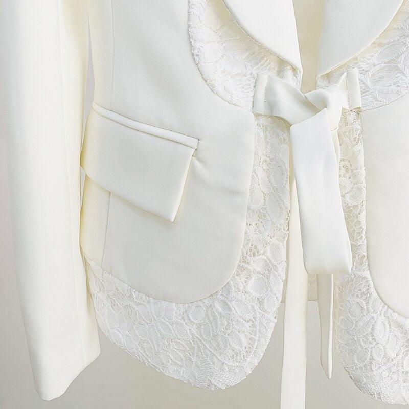 Ensemble Deux Pièces Léger Satin Blanc Coupe Évasée - Paris Deluxe