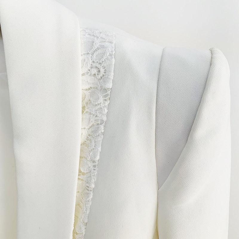Ensemble Deux Pièces Léger Satin Blanc Coupe Évasée - Paris Deluxe