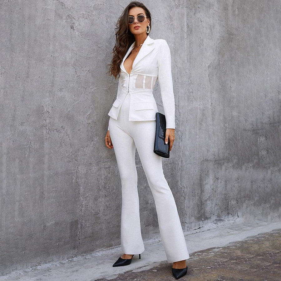 Ensemble Tailleur Blanc Taillé Slim - Paris Deluxe