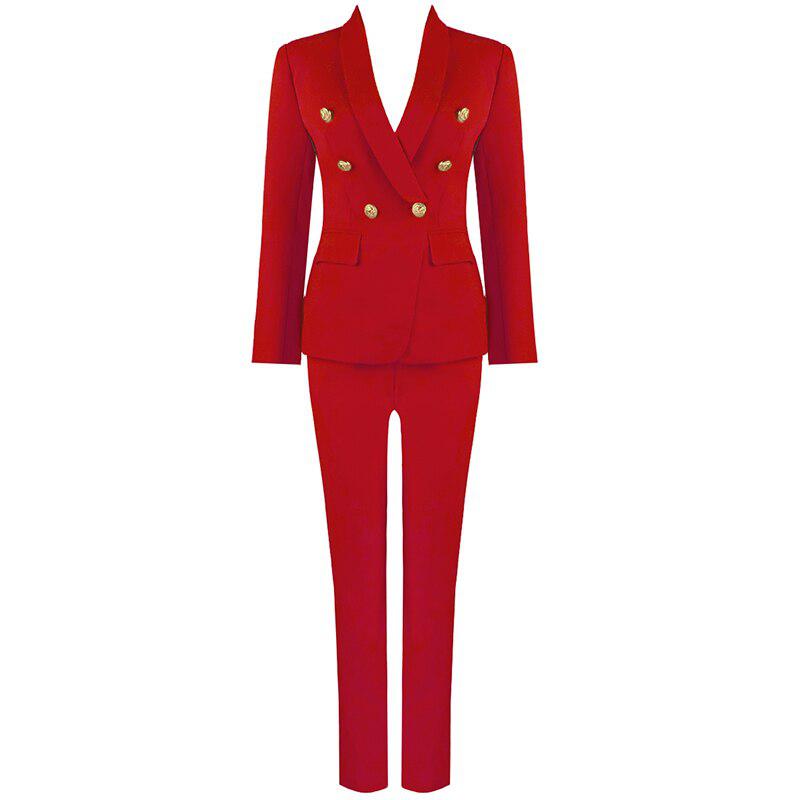 Ensemble Tailleur Deux Pièces Rouge - Paris Deluxe