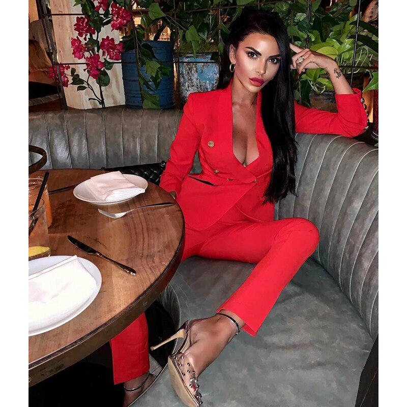 Ensemble Tailleur Deux Pièces Rouge - Paris Deluxe