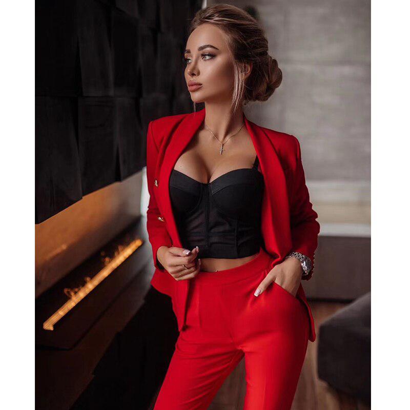 Ensemble Tailleur Deux Pièces Rouge - Paris Deluxe