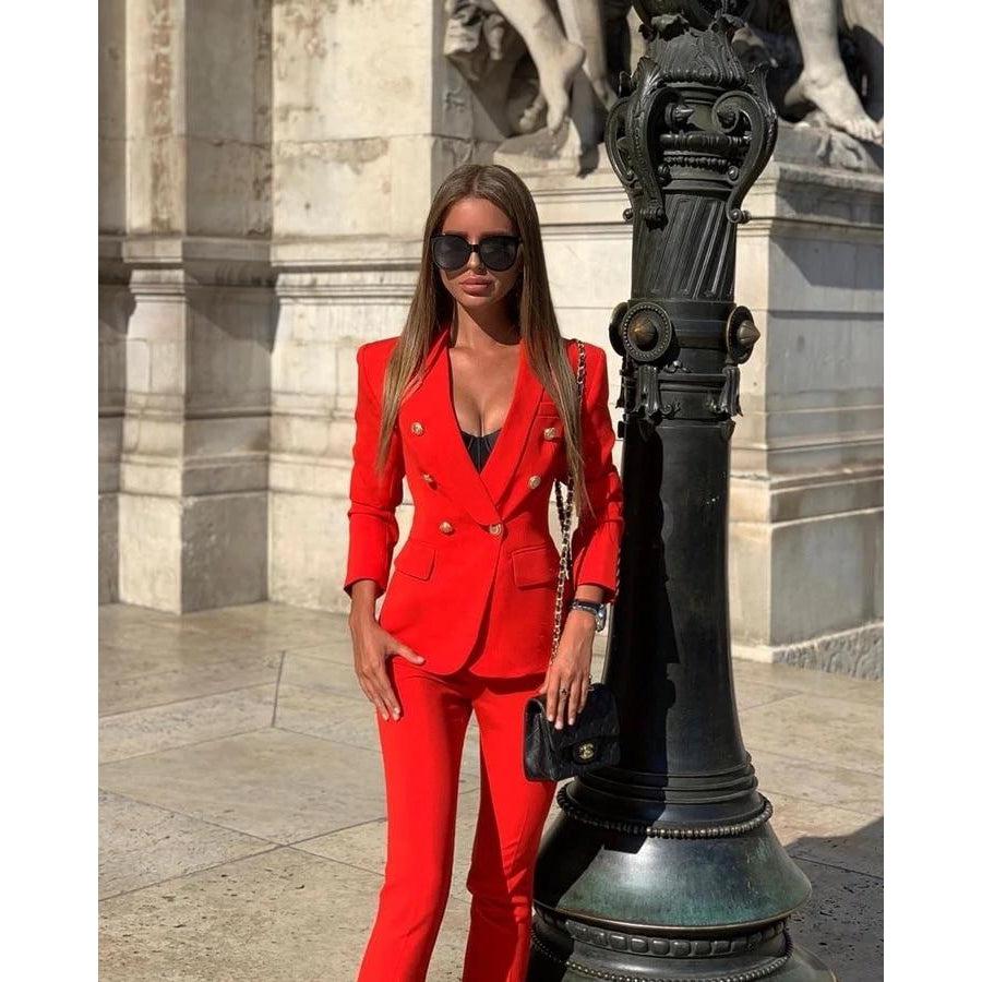 Ensemble Tailleur Deux Pièces Rouge - Paris Deluxe