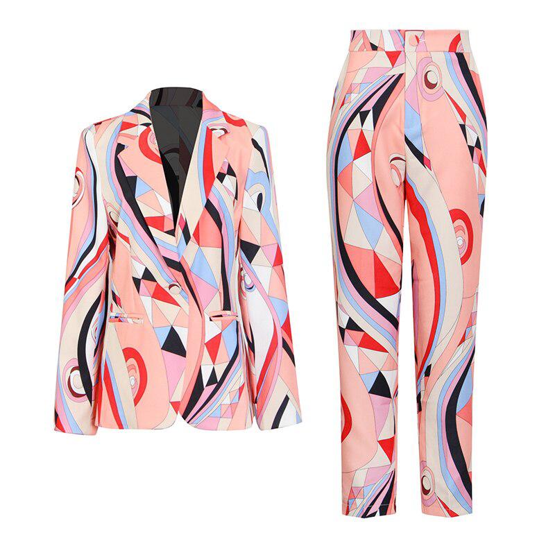 Ensemble Tailleur Motifs Rose Coupe Régularisée - Paris Deluxe