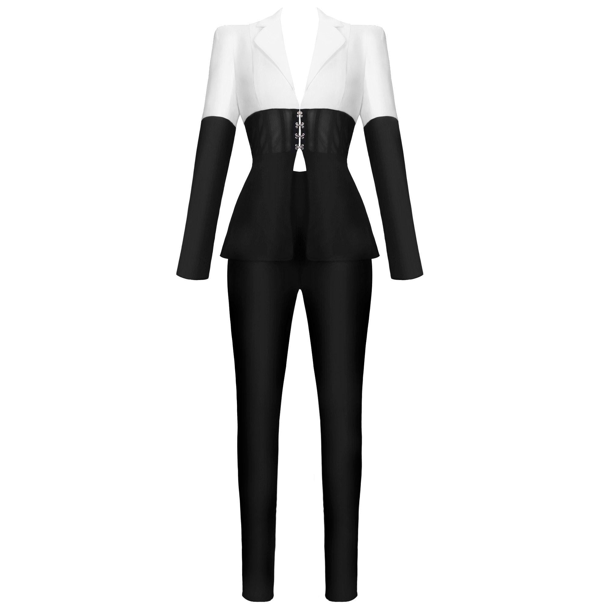 Ensemble Tailleur Noir Fermeture En Crochet Coupe Regular - Paris Deluxe