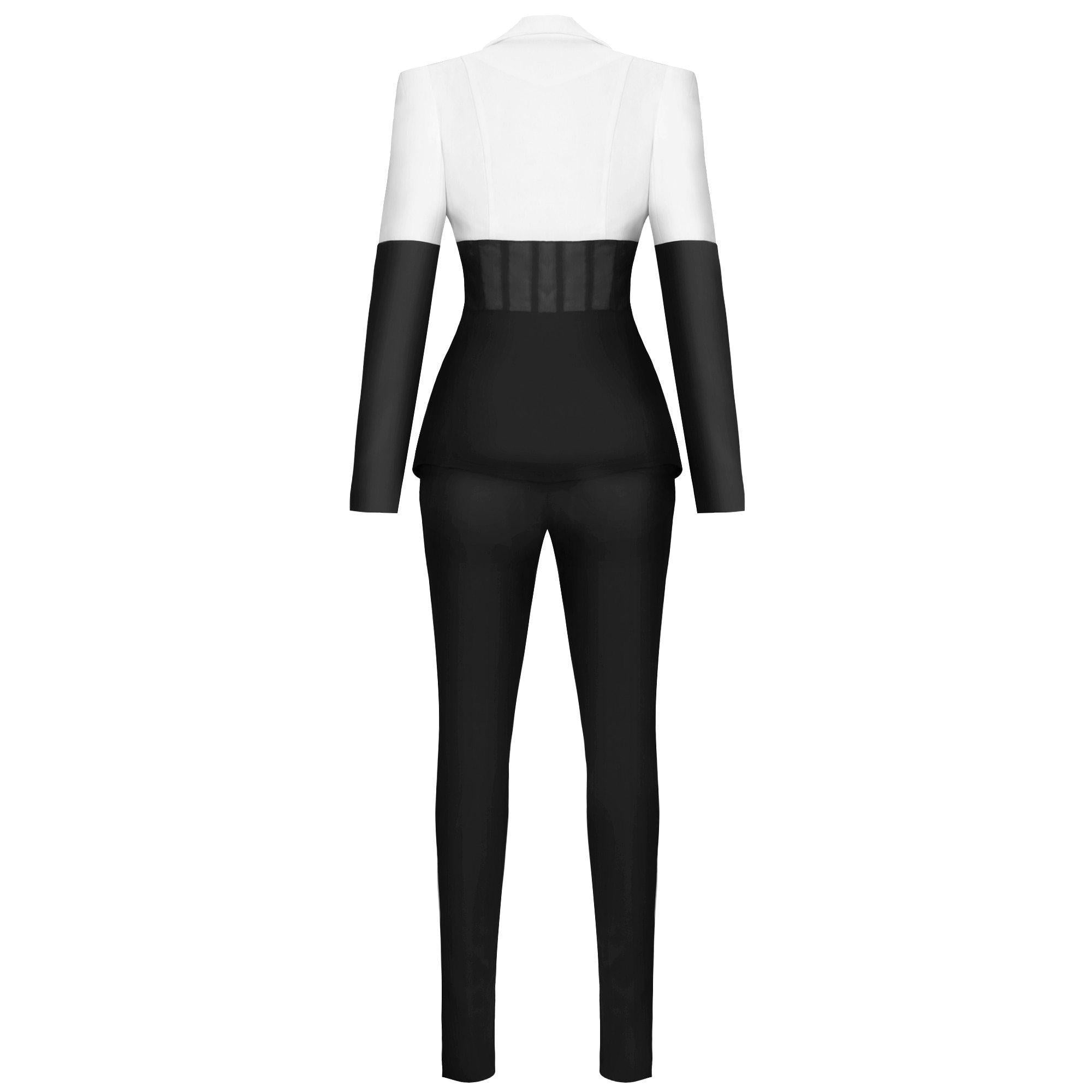Ensemble Tailleur Noir Fermeture En Crochet Coupe Regular - Paris Deluxe