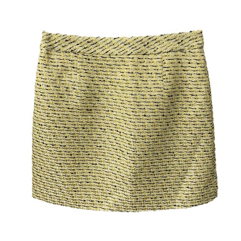 Ensemble Trois Pièces Tweed Jaune Boutons Crystal - Paris Deluxe