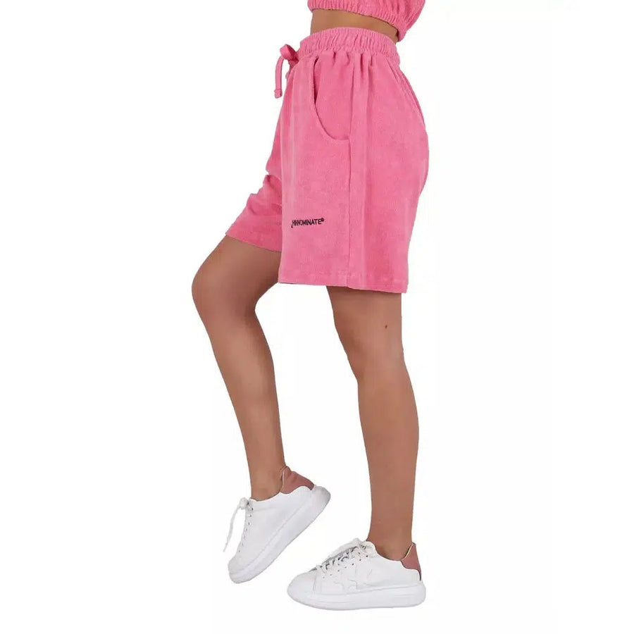 Hinnominate Chic Pink Terry Bermuda Shorts with Logo Print