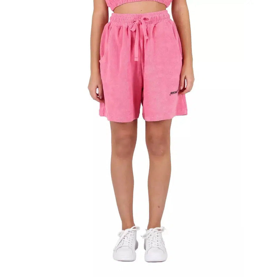 Hinnominate Chic Pink Terry Bermuda Shorts with Logo Print