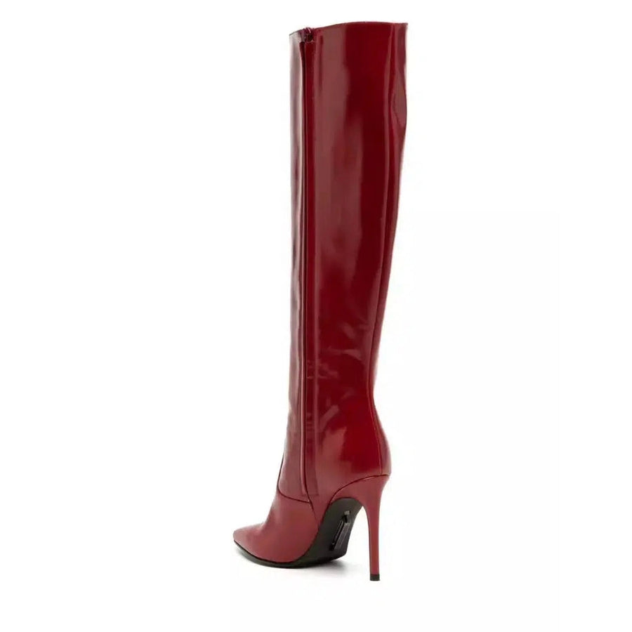 Off-White Chic Scarlet Patent Leather Stiletto Boots