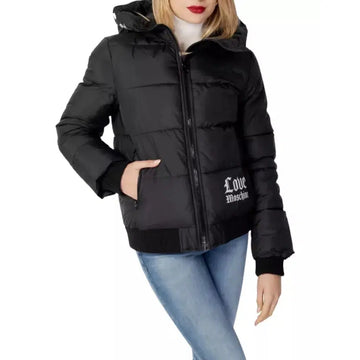 Love Moschino Chic Hooded Down Jacket with Signature Logo