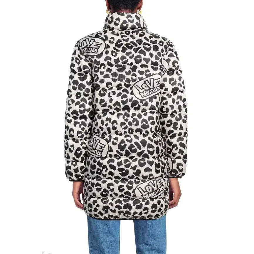 Love Moschino Chic Leopard Print Down Jacket