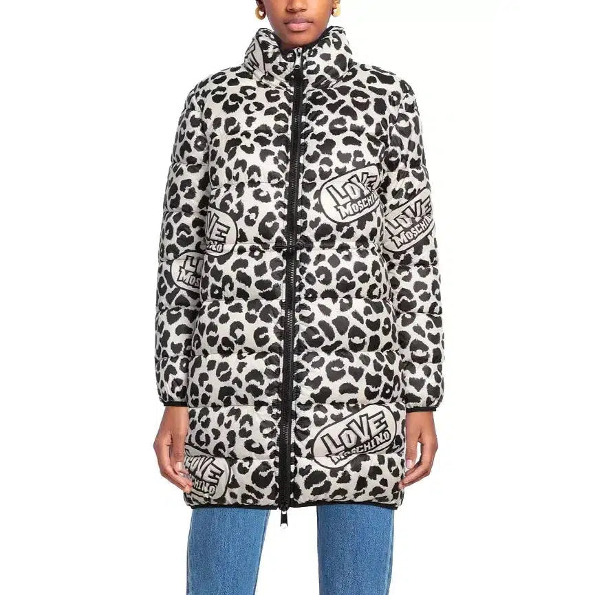 Love Moschino Chic Leopard Print Down Jacket