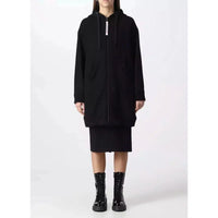 Love Moschino Elegant Black Wool Coat with Logo Detail