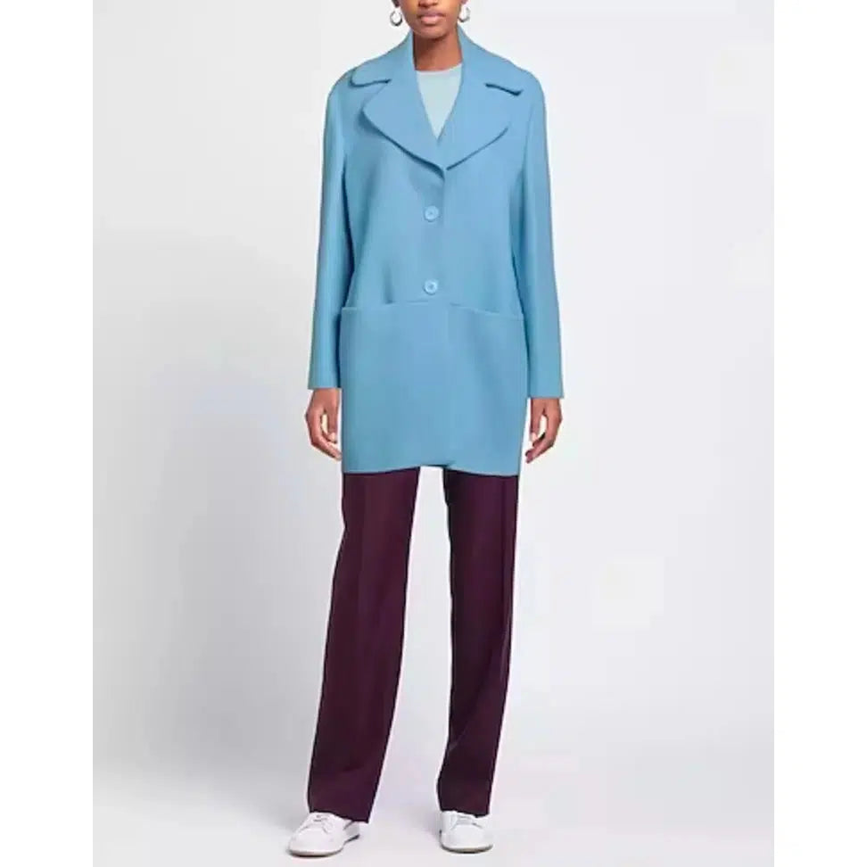 Love Moschino Elegant Light Blue Wool Coat