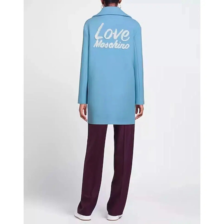 Love Moschino Elegant Light Blue Wool Coat