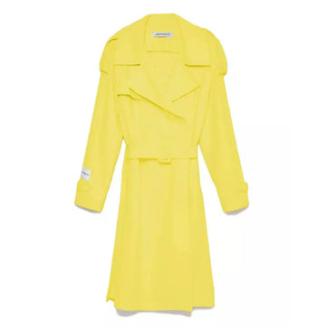 Hinnominate Elegant Double-Breasted Trench Coat in Yellow