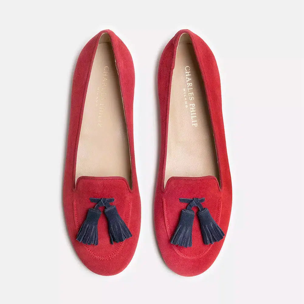 Charles Philip Elegant Suede Tasseled Moccasins