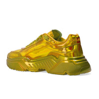 Dolce & Gabbana Neon Yellow High-Top Calfskin Sneakers