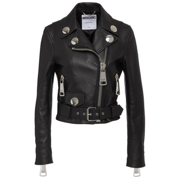Moschino Couture Chic Asymmetric Leather Biker Jacket