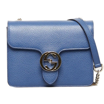 Gucci Elegant Cobalt Blue Leather Shoulder Bag