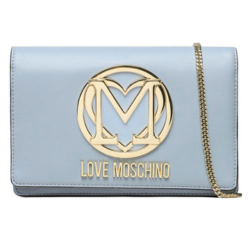 Love Moschino Elegant Light Blue Faux Leather Shoulder Bag