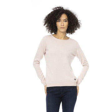 Baldinini Trend Chic Pink Crew Neck Wool-Blend Sweater