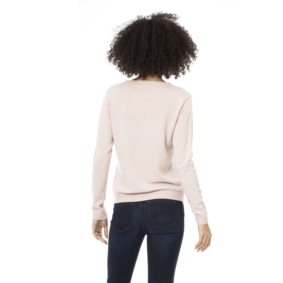 Baldinini Trend Chic Pink Crew Neck Wool-Blend Sweater