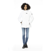 Baldinini Trend Sleek White Down Jacket with Adjustable Hood