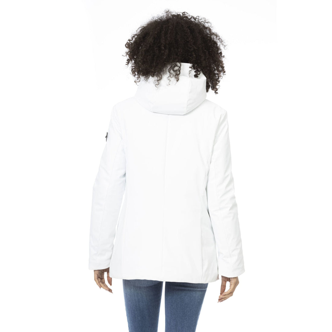 Baldinini Trend Sleek White Down Jacket with Adjustable Hood